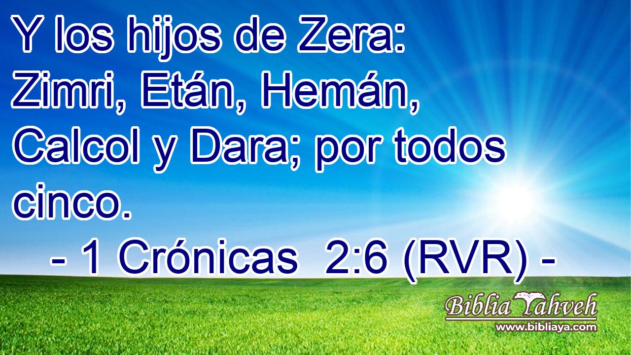 Y los hijos de Zera: Zimri, Etán, Hemán, Calcol y Dara; por todos cinco.