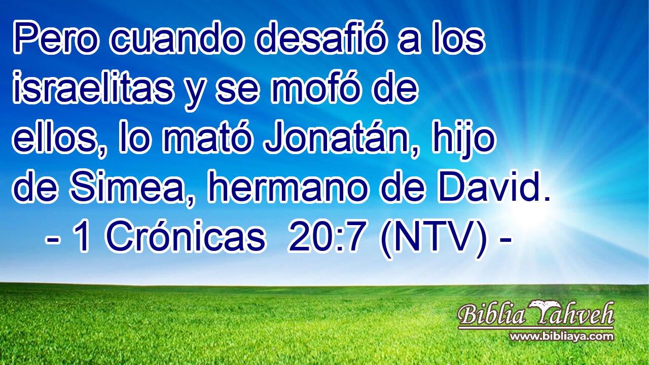 Pero cuando desafió a los israelitas y se mofó de ellos, lo mató Jonatán, hijo de Simea, hermano de David.