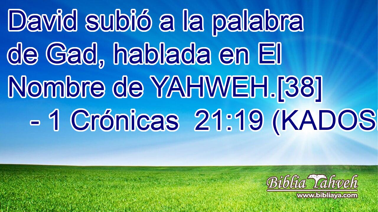  David subió a la palabra de Gad, hablada en El Nombre de YAHWEH.[38] 