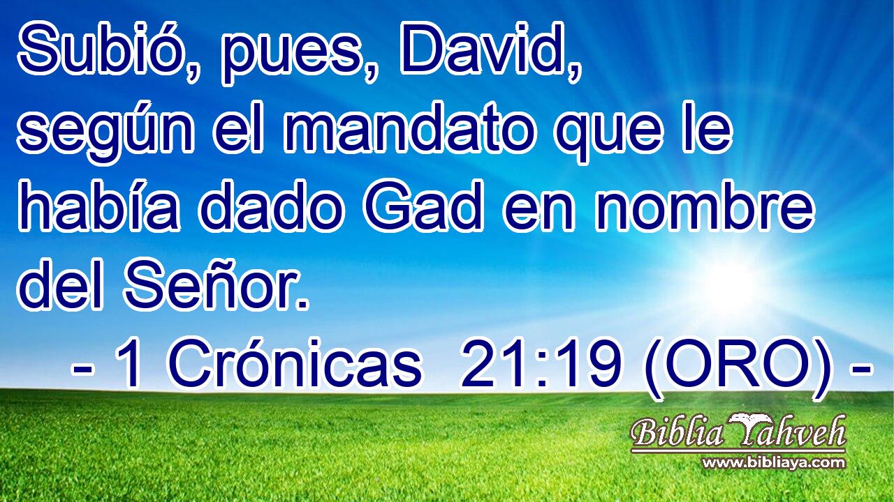  Subió, pues, David, según el mandato que le había dado Gad en nombre del Señor. 