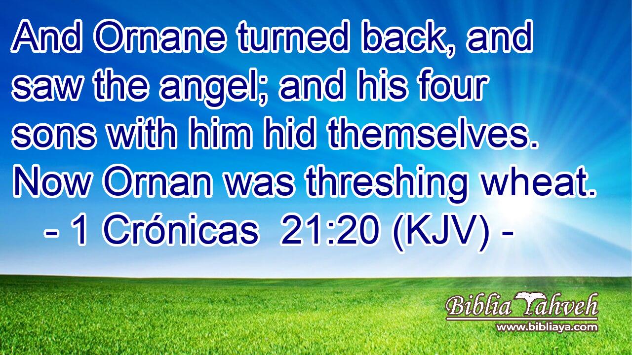 And Ornane turned back, and saw the angel; and his four sons with him hid themselves. Now Ornan was threshing wheat.