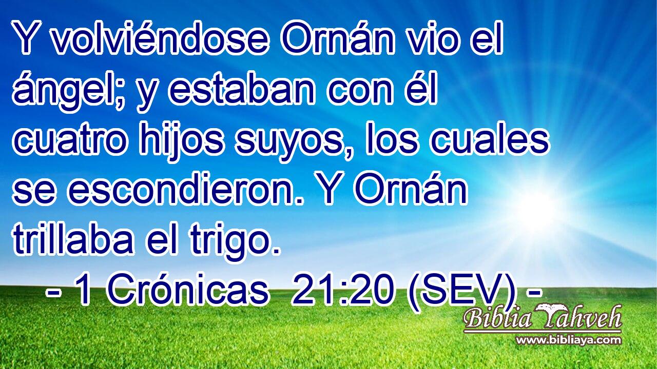 Y volviéndose Ornán vio el ángel; y estaban con él cuatro hijos suyos, los cuales se escondieron. Y Ornán trillaba el trigo.