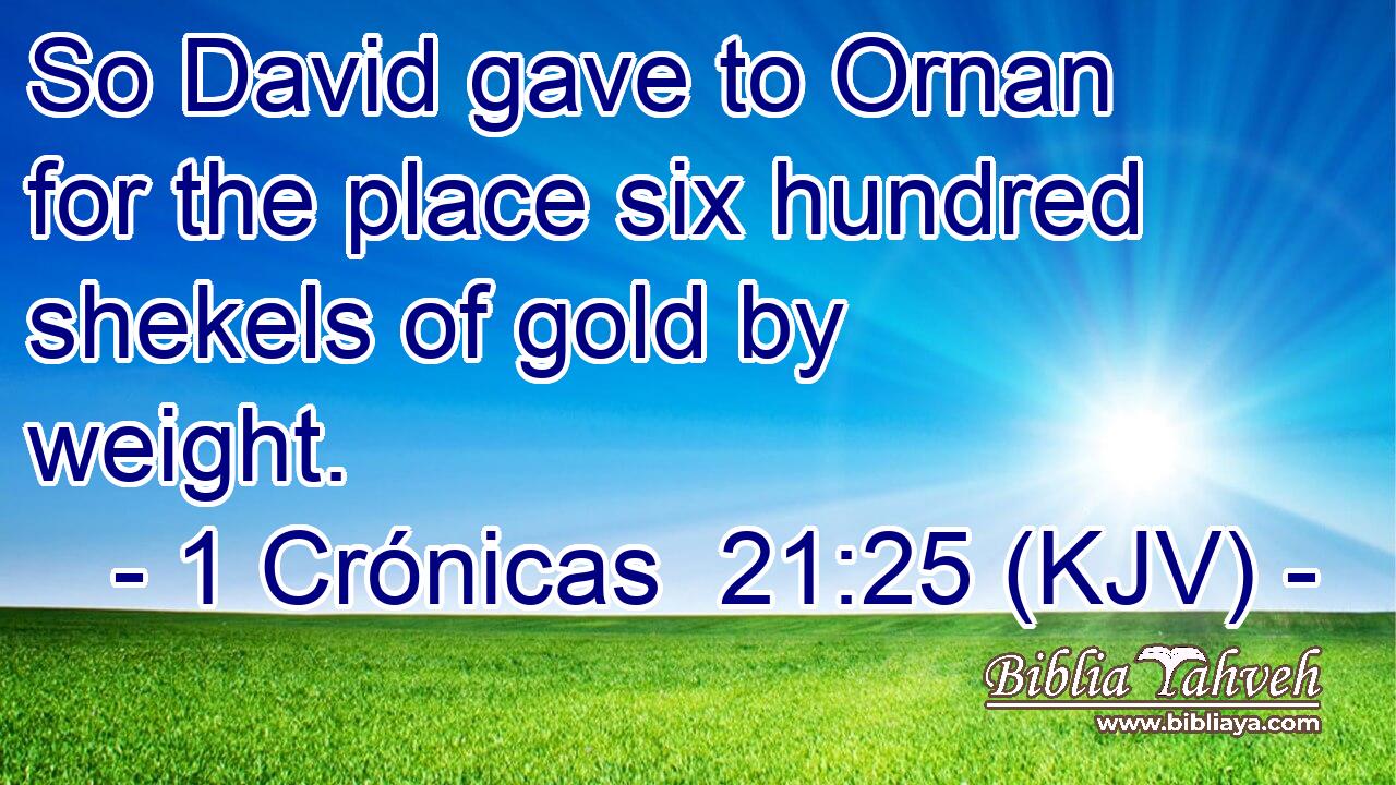So David gave to Ornan for the place six hundred shekels of gold by weight.