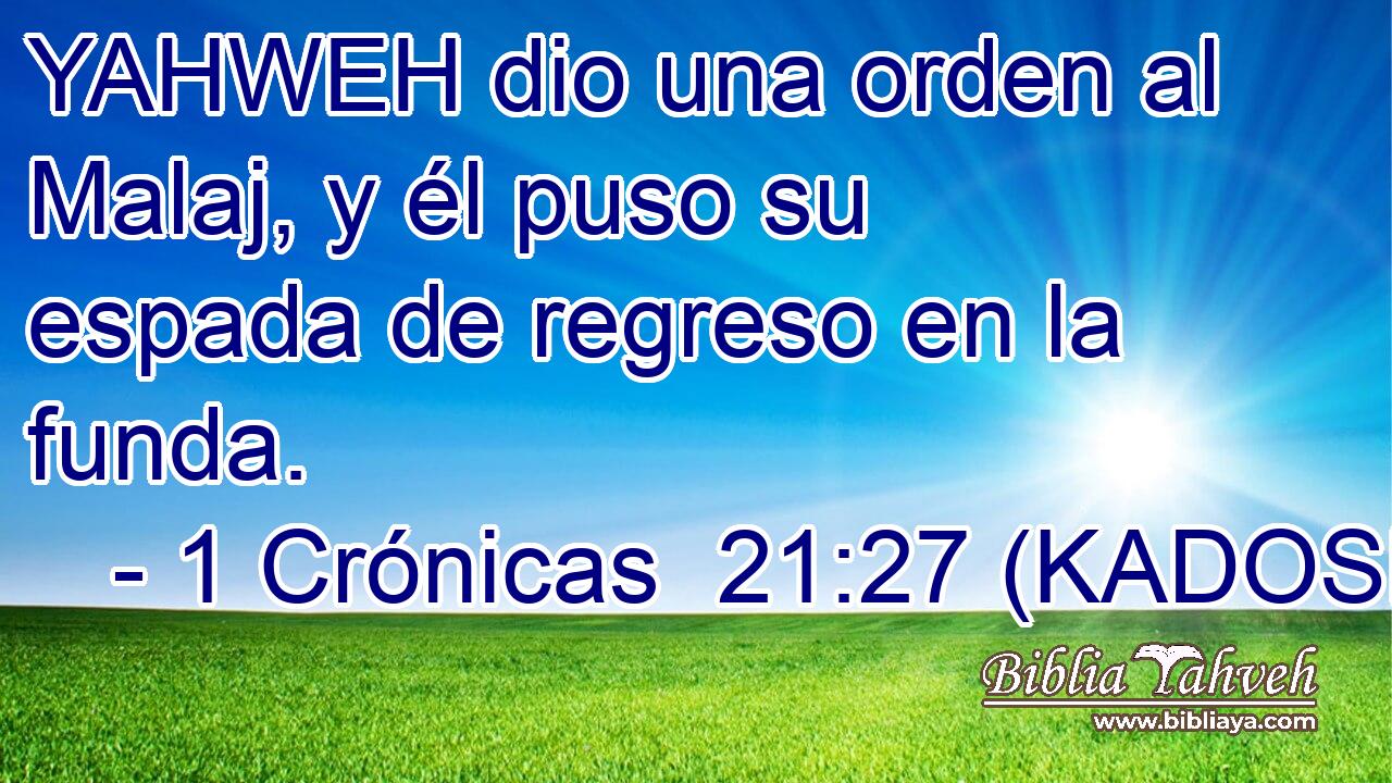  YAHWEH dio una orden al Malaj, y él puso su espada de regreso en la funda. 