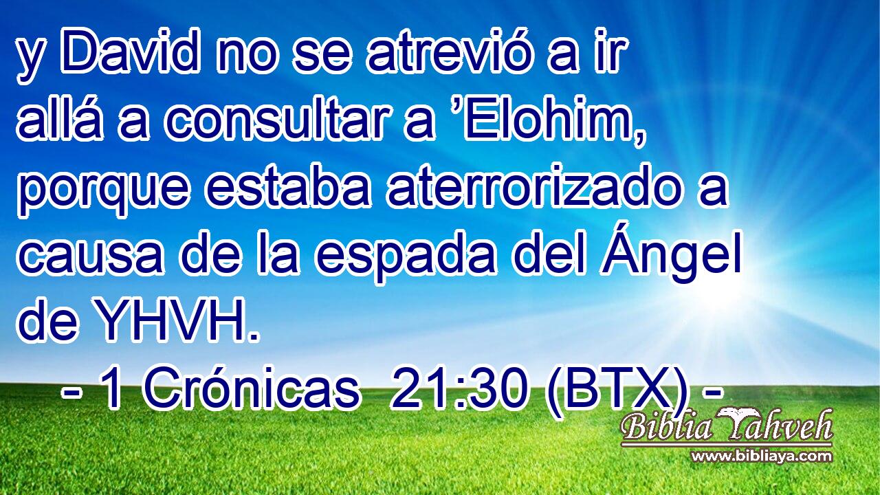 y David no se atrevió a ir allá a consultar a ’Elohim, porque estaba aterrorizado a causa de la espada del Ángel de YHVH.