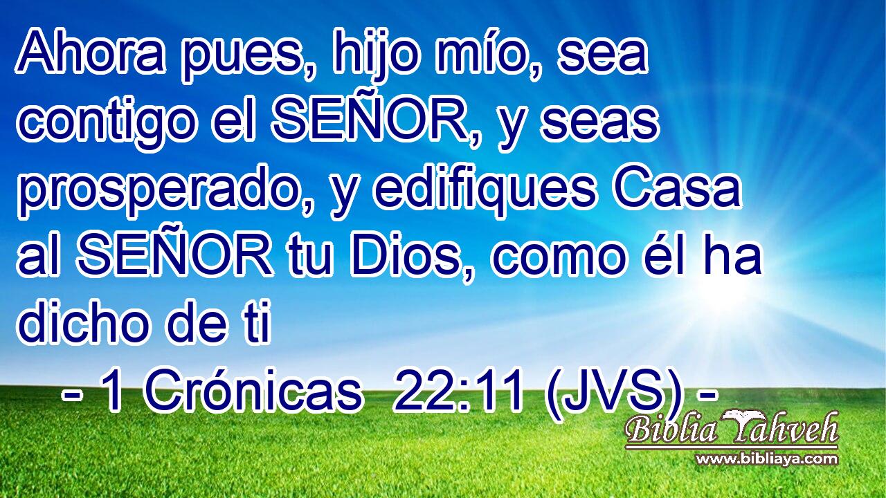Ahora pues, hijo mío, sea contigo el SEÑOR, y seas prosperado, y edifiques Casa al SEÑOR tu Dios, como él ha dicho de ti