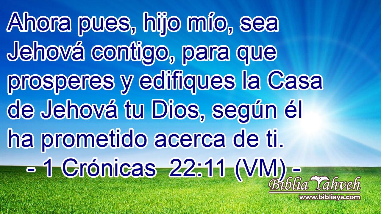  Ahora pues, hijo mío, sea Jehová contigo, para que prosperes y edifiques la Casa de Jehová tu Dios, según él ha prometido acerca de ti. 