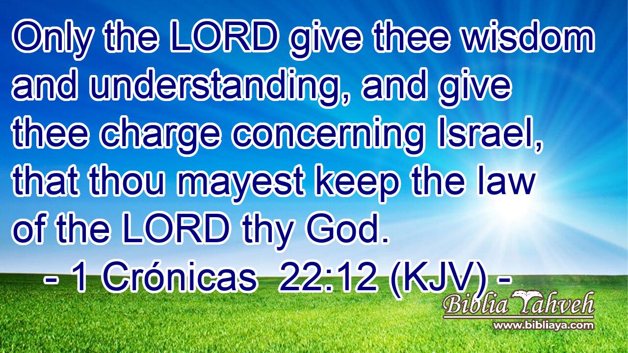 Only the LORD give thee wisdom and understanding, and give thee charge concerning Israel, that thou mayest keep the law of the LORD thy God.