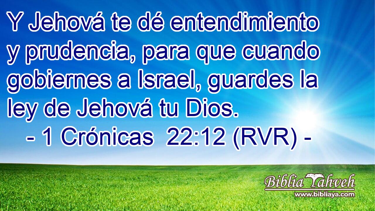 Y Jehová te dé entendimiento y prudencia, para que cuando gobiernes a Israel, guardes la ley de Jehová tu Dios.