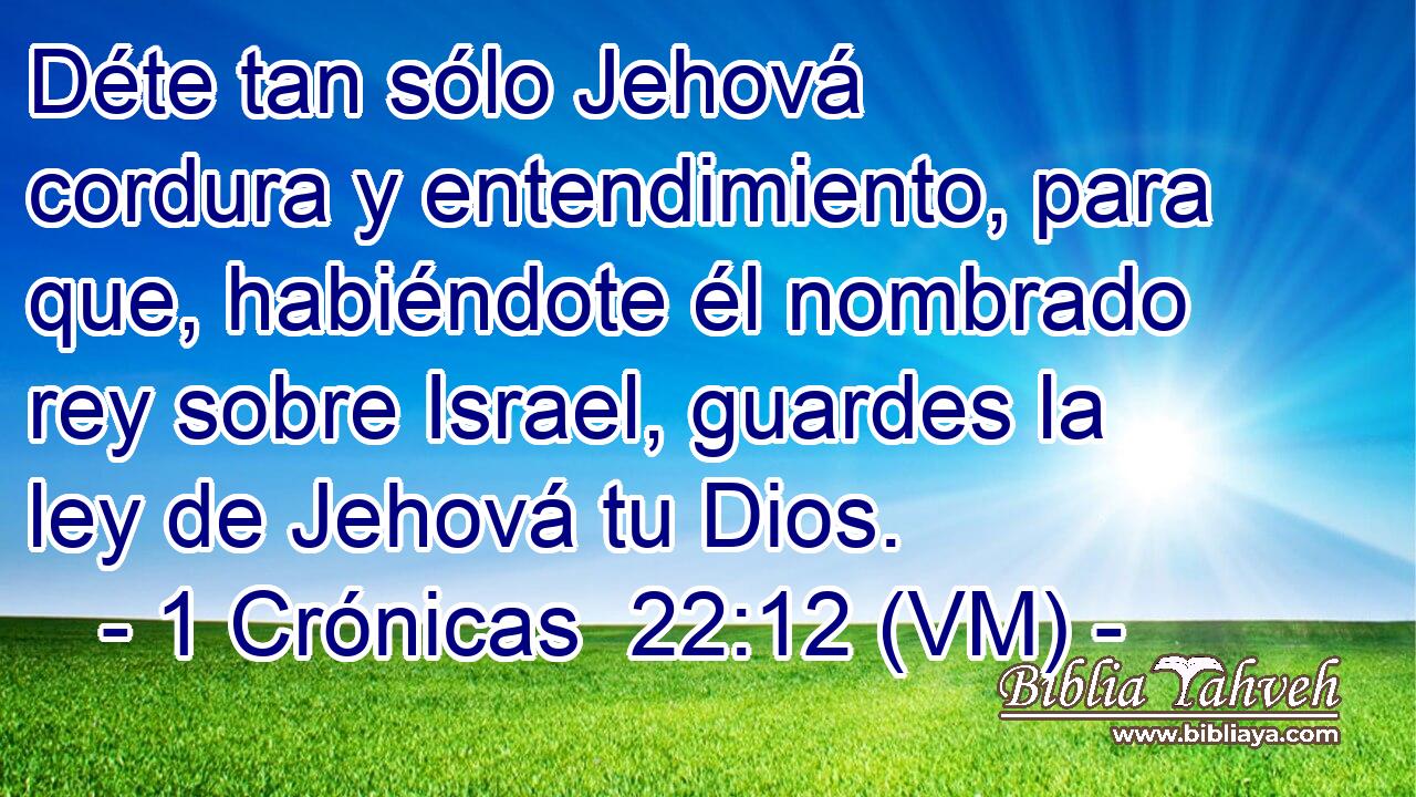  Déte tan sólo Jehová cordura y entendimiento, para que, habiéndote él nombrado rey sobre Israel, guardes la ley de Jehová tu Dios. 