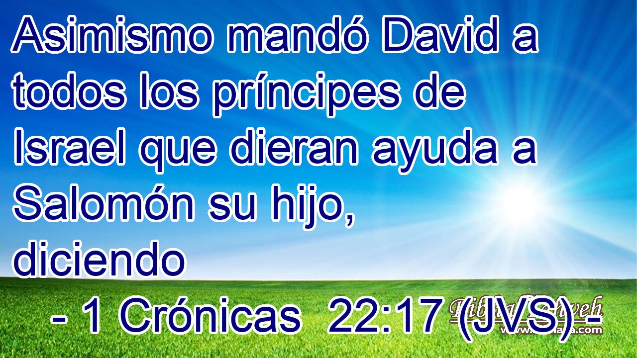 Asimismo mandó David a todos los príncipes de Israel que dieran ayuda a Salomón su hijo, diciendo
