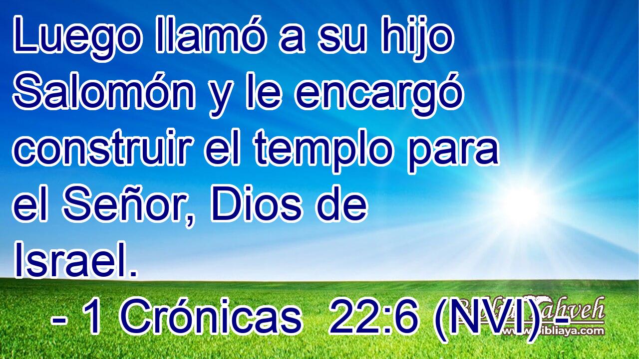  Luego llamó a su hijo Salomón y le encargó construir el templo para el Señor, Dios de Israel. 