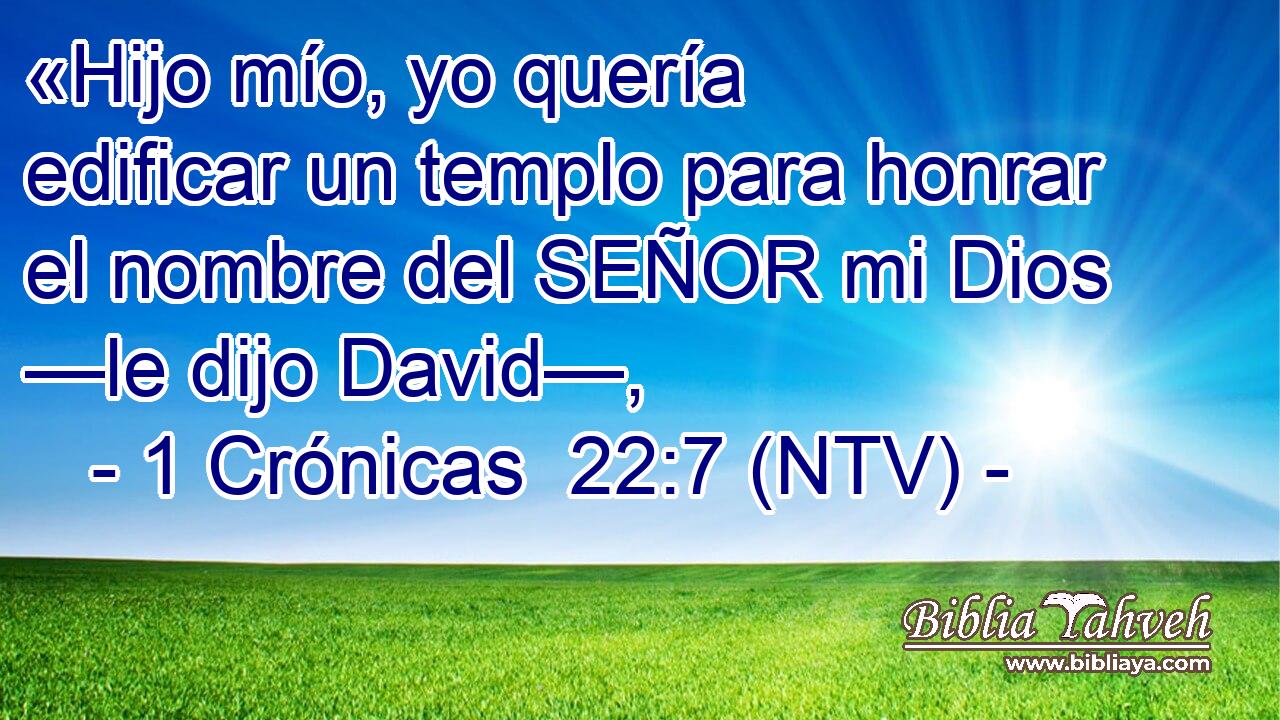 «Hijo mío, yo quería edificar un templo para honrar el nombre del SEÑOR mi Dios —le dijo David—,