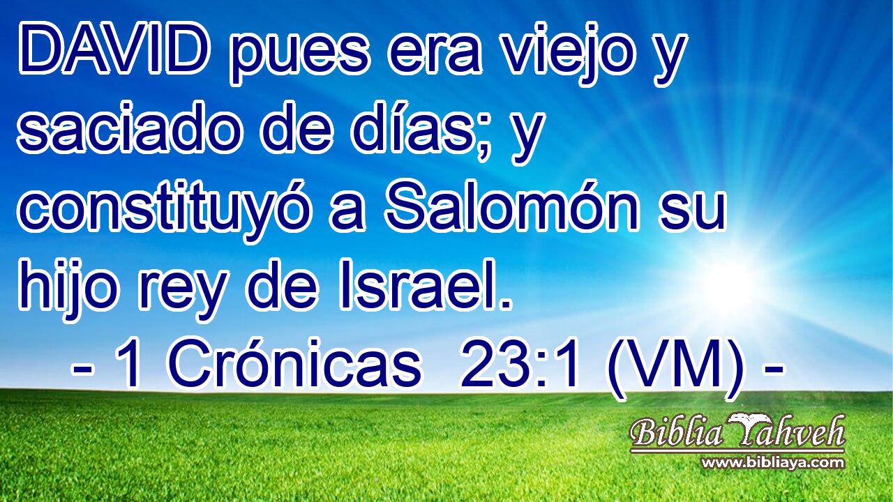  DAVID pues era viejo y saciado de días; y constituyó a Salomón su hijo rey de Israel. 