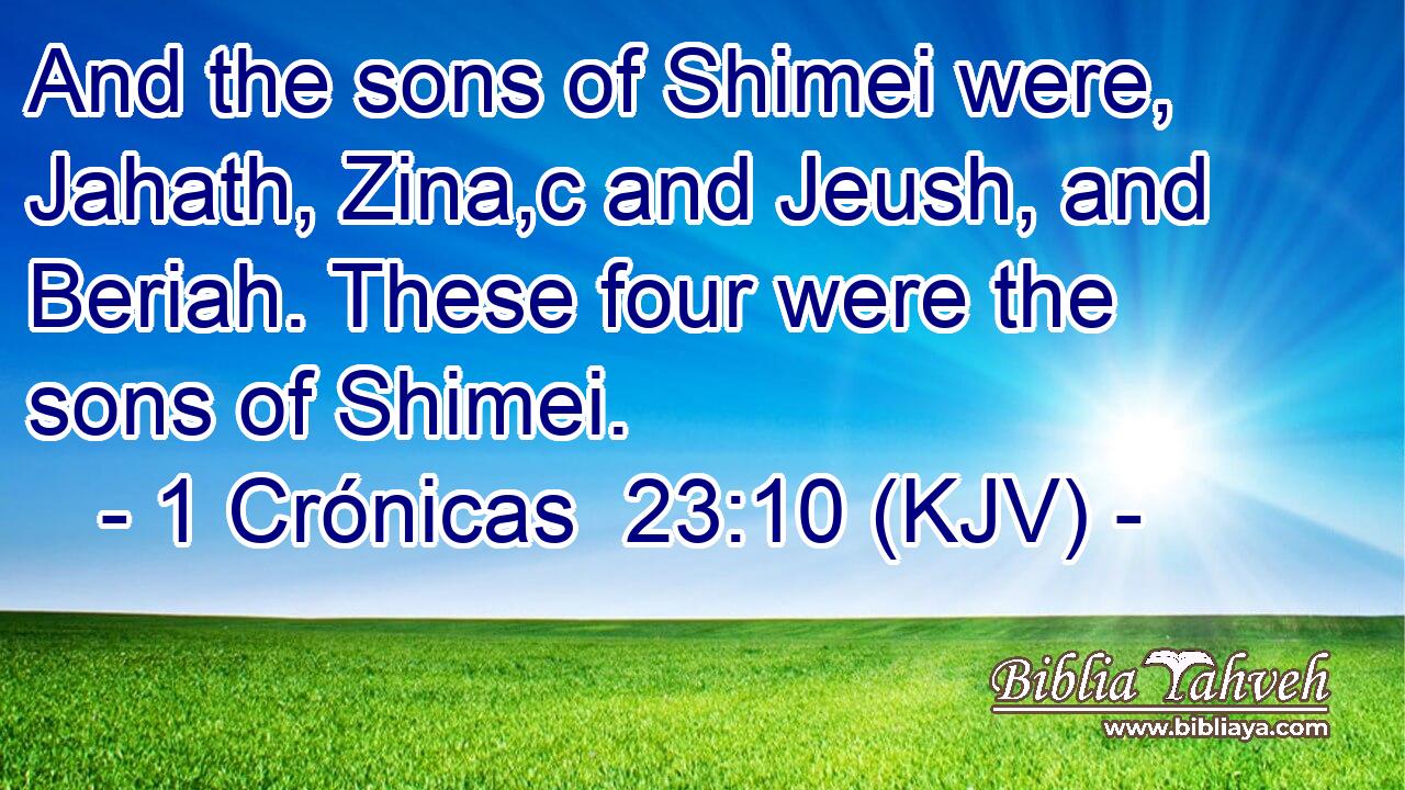 And the sons of Shimei were, Jahath, Zina,c and Jeush, and Beriah. These four were the sons of Shimei.