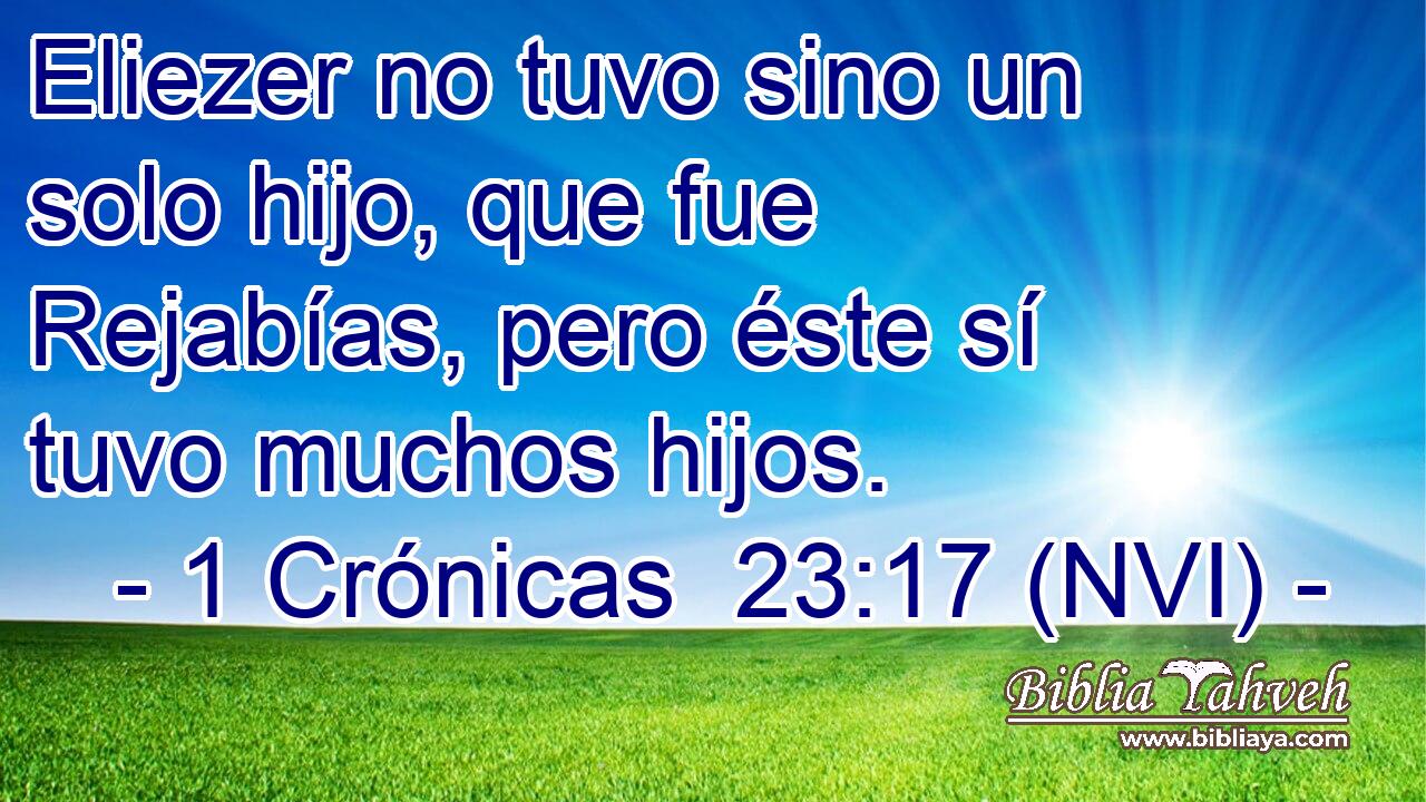  Eliezer no tuvo sino un solo hijo, que fue Rejabías, pero éste sí tuvo muchos hijos. 
