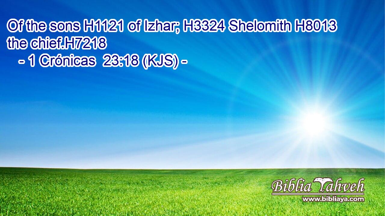 Of the sons H1121 of Izhar; H3324 Shelomith H8013 the chief.H7218