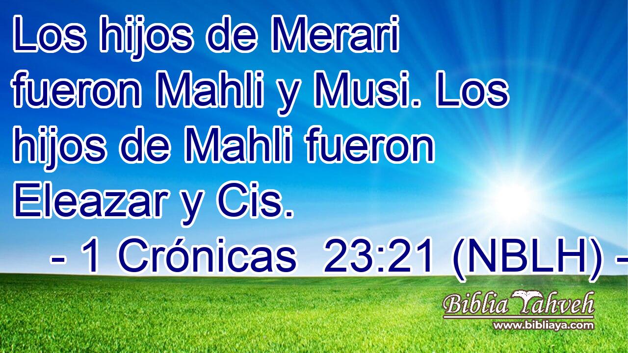  Los hijos de Merari fueron Mahli y Musi. Los hijos de Mahli fueron Eleazar y Cis. 