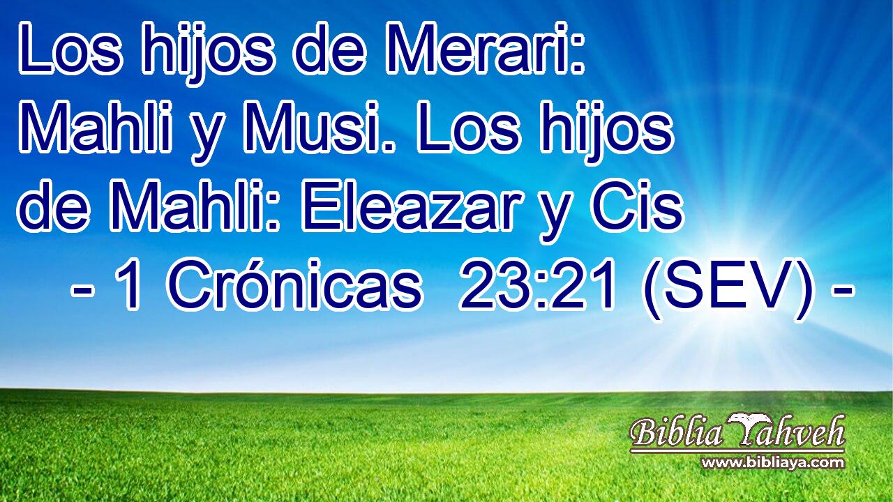 Los hijos de Merari: Mahli y Musi. Los hijos de Mahli: Eleazar y Cis