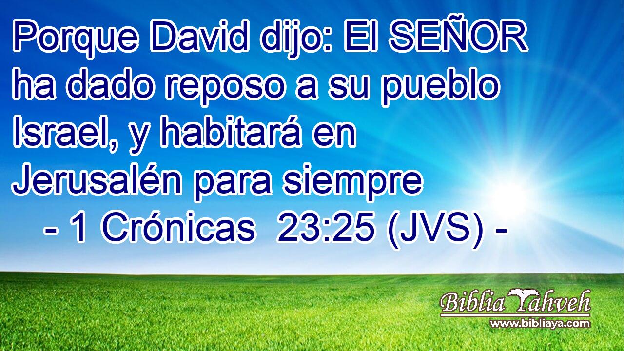 Porque David dijo: El SEÑOR ha dado reposo a su pueblo Israel, y habitará en Jerusalén para siempre