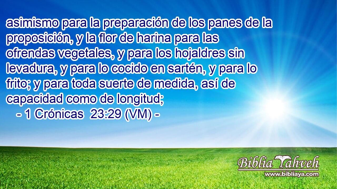  asimismo para la preparación de los panes de la proposición, y la flor de harina para las ofrendas vegetales, y para los hojaldres sin levadura, y para lo cocido en sartén, y para lo frito; y para toda suerte de medida, así de capacidad como de longitud; 