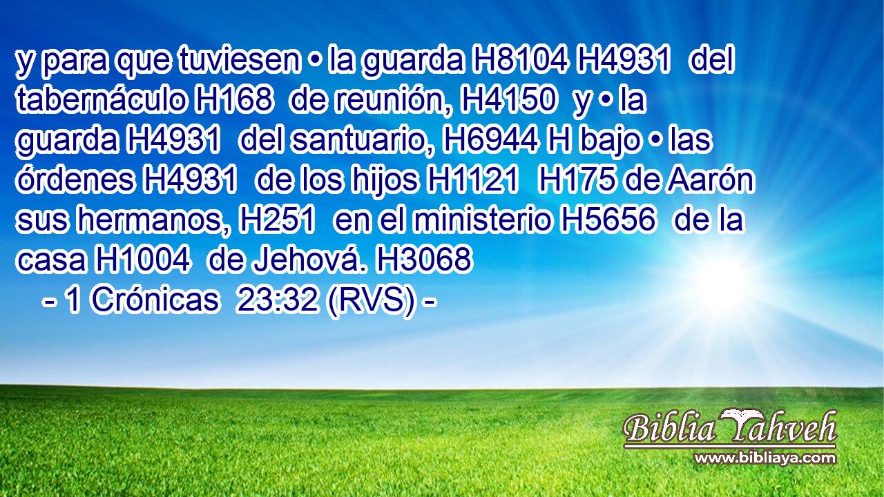 y para que tuviesen • la guarda H8104 H4931  del tabernáculo H168  de reunión, H4150  y • la guarda H4931  del santuario, H6944 H bajo • las órdenes H4931  de los hijos H1121  H175 de Aarón sus hermanos, H251  en el ministerio H5656  de la casa H1004  de Jehová. H3068  