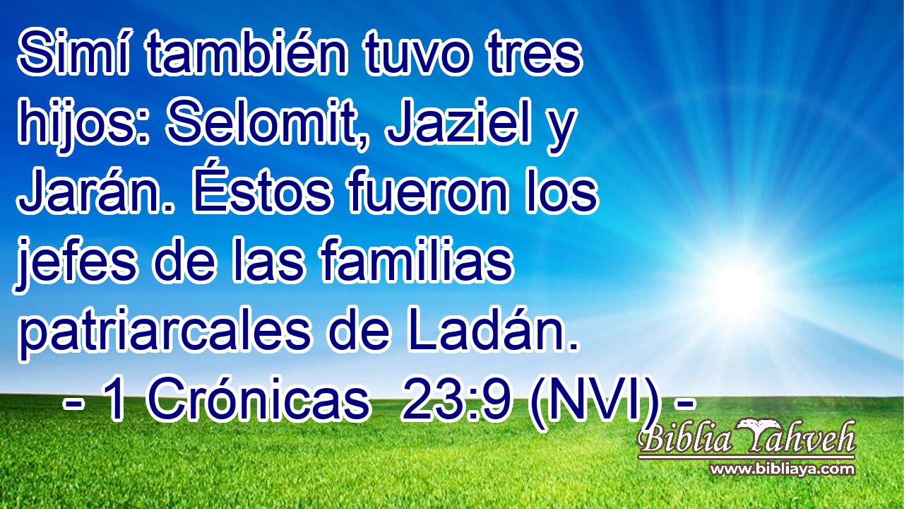  Simí también tuvo tres hijos: Selomit, Jaziel y Jarán. Éstos fueron los jefes de las familias patriarcales de Ladán. 