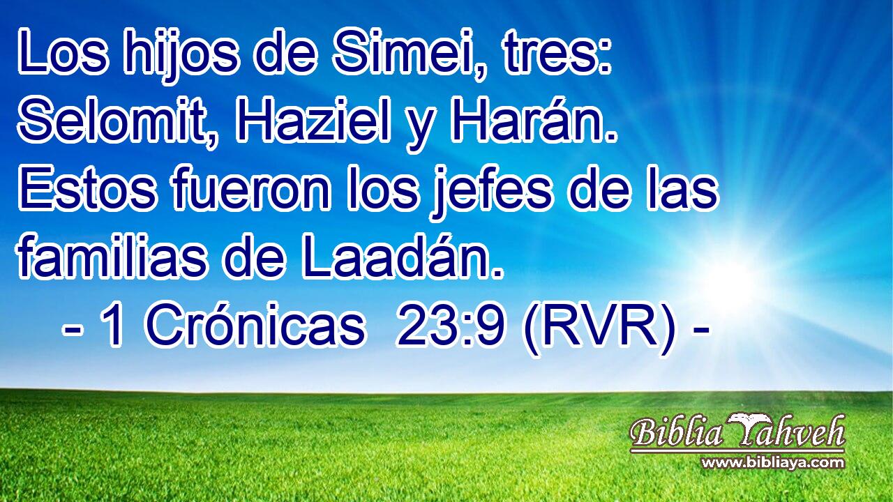 Los hijos de Simei, tres: Selomit, Haziel y Harán. Estos fueron los jefes de las familias de Laadán.