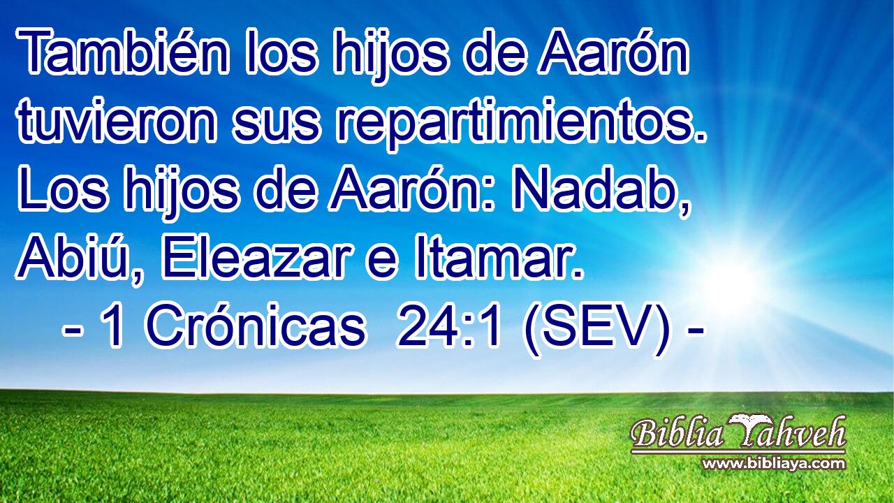 También los hijos de Aarón tuvieron sus repartimientos. Los hijos de Aarón: Nadab, Abiú, Eleazar e Itamar.