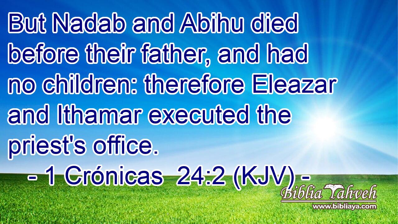 But Nadab and Abihu died before their father, and had no children: therefore Eleazar and Ithamar executed the priest's office.