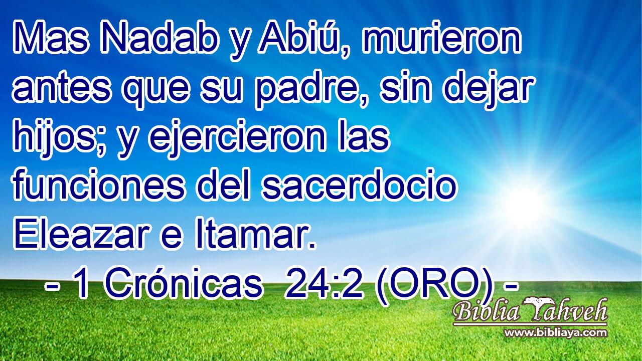  Mas Nadab y Abiú, murieron antes que su padre, sin dejar hijos; y ejercieron las funciones del sacerdocio Eleazar e Itamar. 