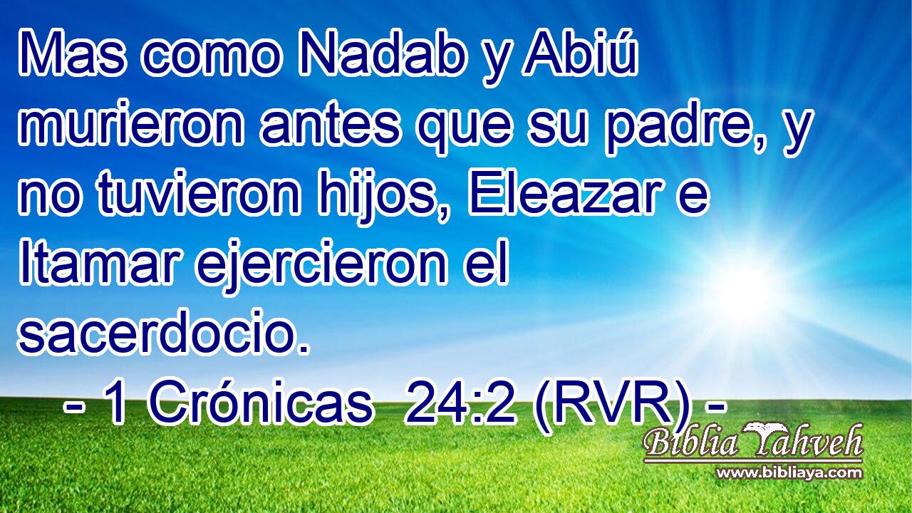 Mas como Nadab y Abiú murieron antes que su padre, y no tuvieron hijos, Eleazar e Itamar ejercieron el sacerdocio.