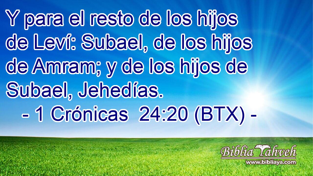 Y para el resto de los hijos de Leví: Subael, de los hijos de Amram; y de los hijos de Subael, Jehedías.