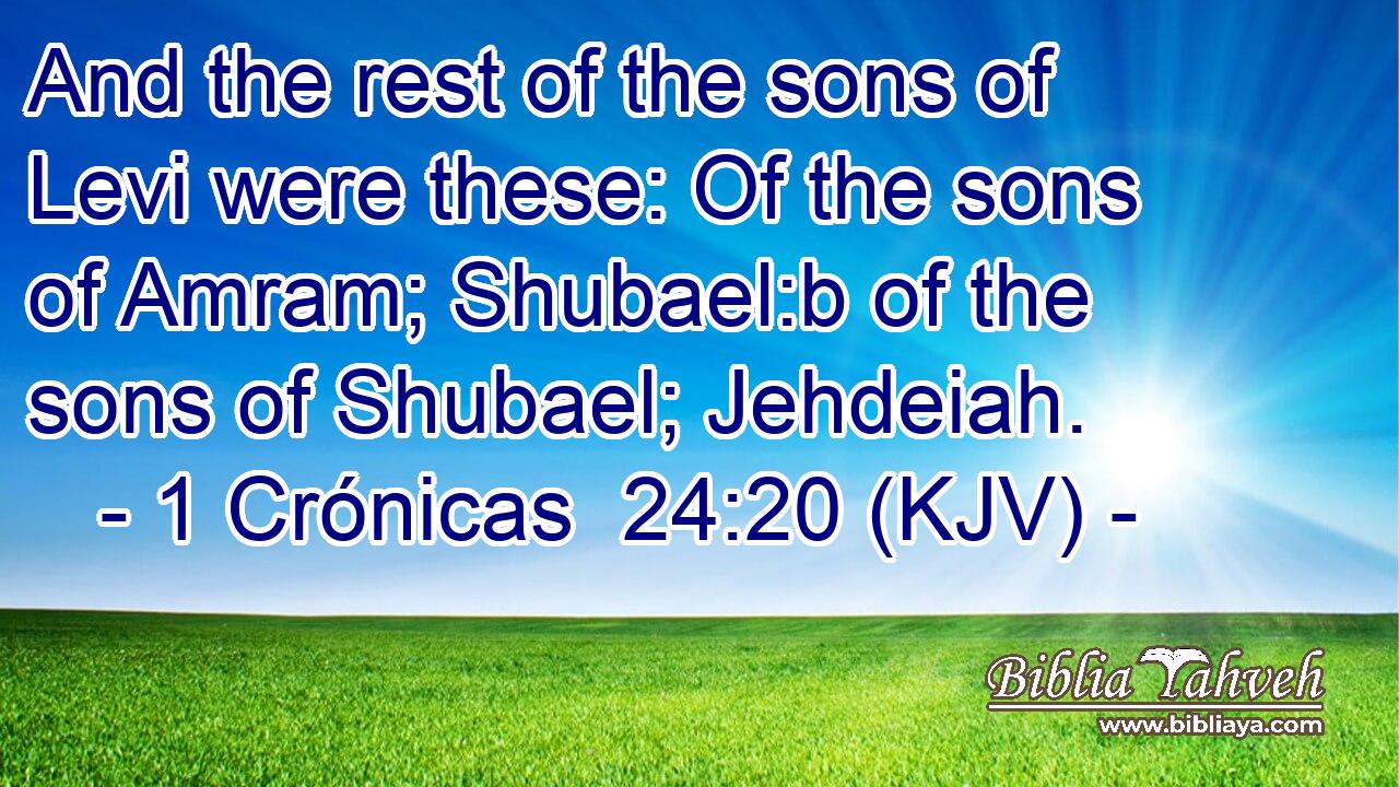 And the rest of the sons of Levi were these: Of the sons of Amram; Shubael:b of the sons of Shubael; Jehdeiah.