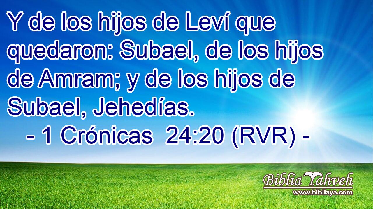 Y de los hijos de Leví que quedaron: Subael, de los hijos de Amram; y de los hijos de Subael, Jehedías.