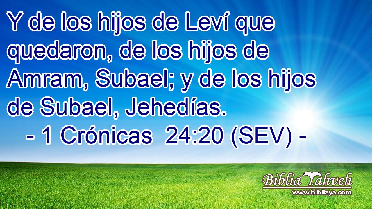 Y de los hijos de Leví que quedaron, de los hijos de Amram, Subael; y de los hijos de Subael, Jehedías.