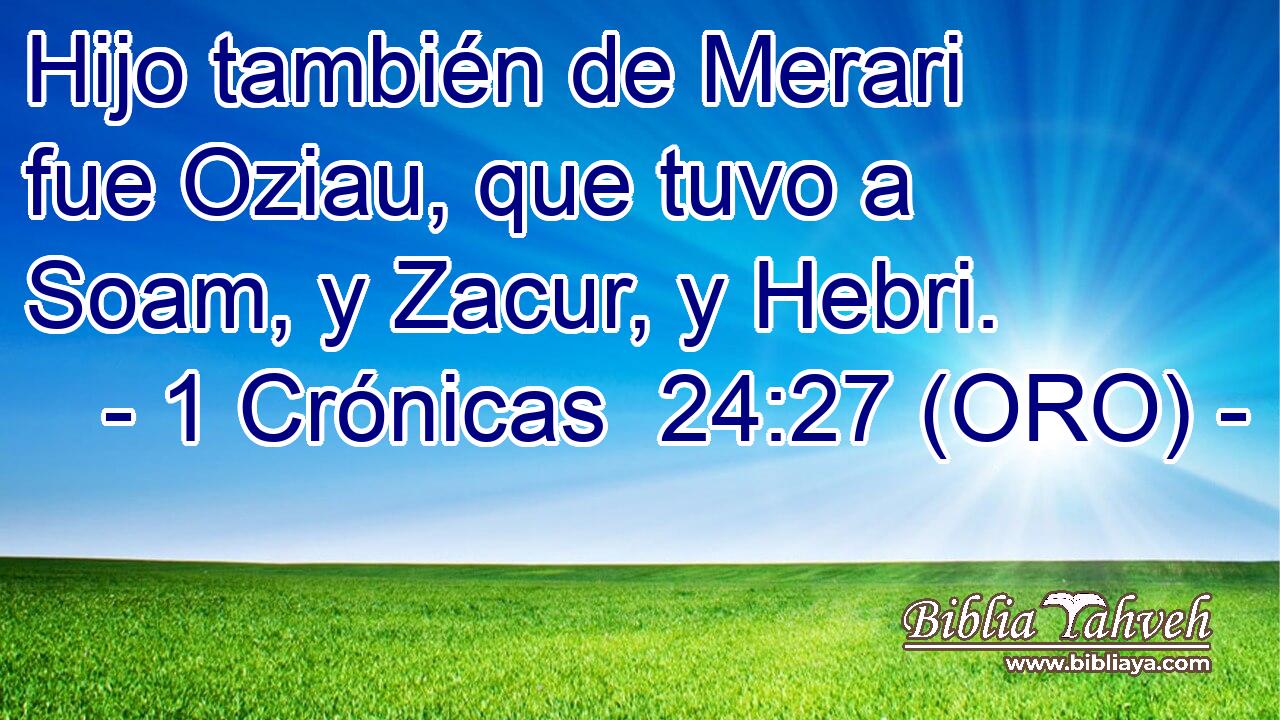  Hijo también de Merari fue Oziau, que tuvo a Soam, y Zacur, y Hebri. 
