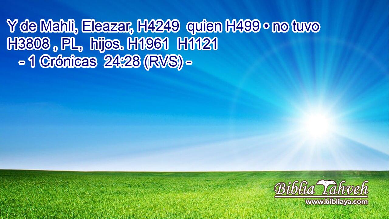 Y de Mahli, Eleazar, H4249  quien H499 • no tuvo H3808 , PL,  hijos. H1961  H1121 