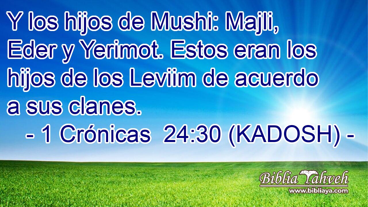  Y los hijos de Mushi: Majli, Eder y Yerimot. Estos eran los hijos de los Leviim de acuerdo a sus clanes. 