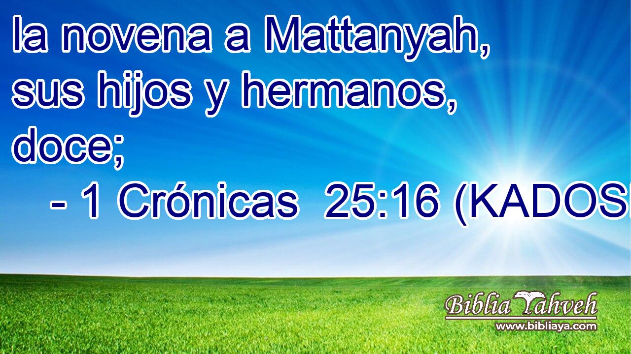  la novena a Mattanyah, sus hijos y hermanos, doce; 