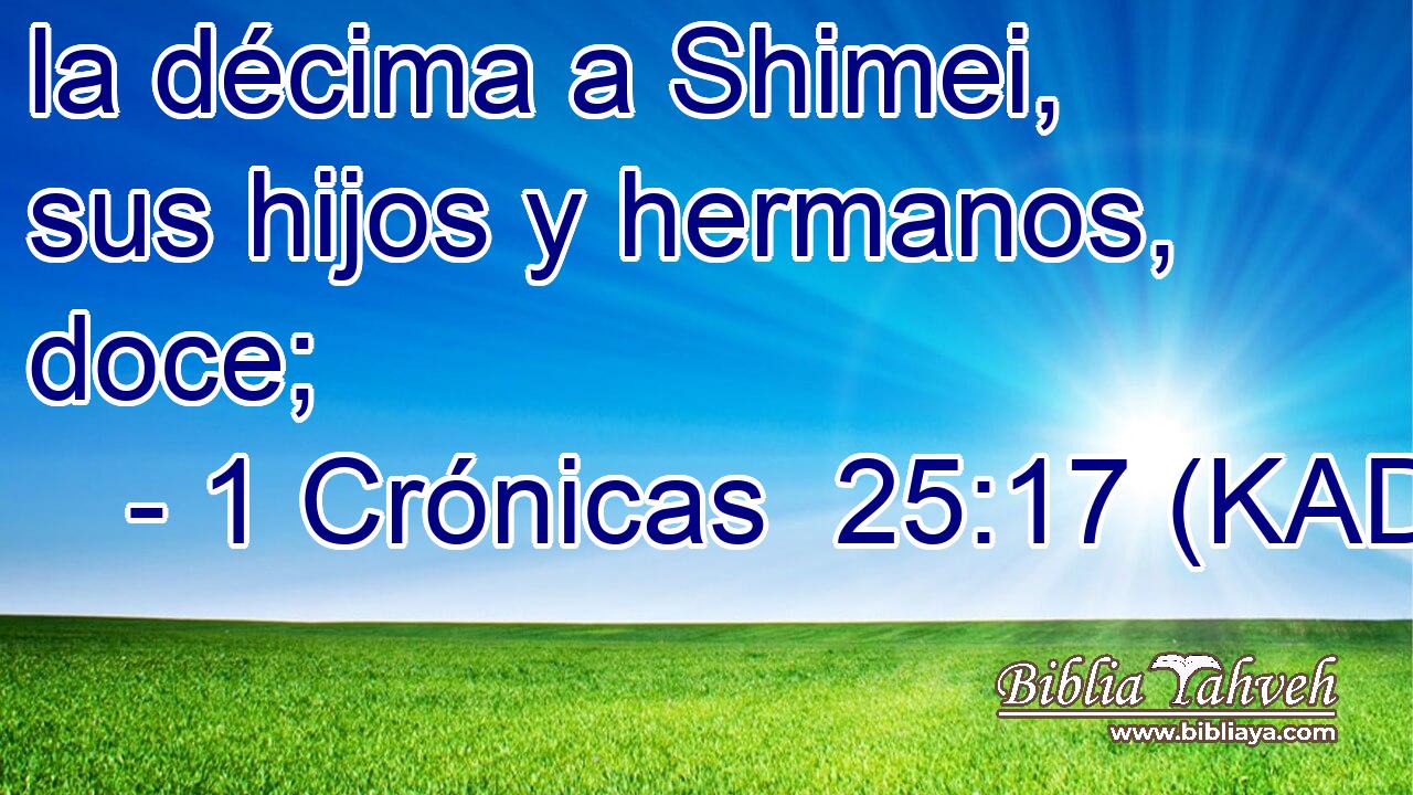  la décima a Shimei, sus hijos y hermanos, doce; 