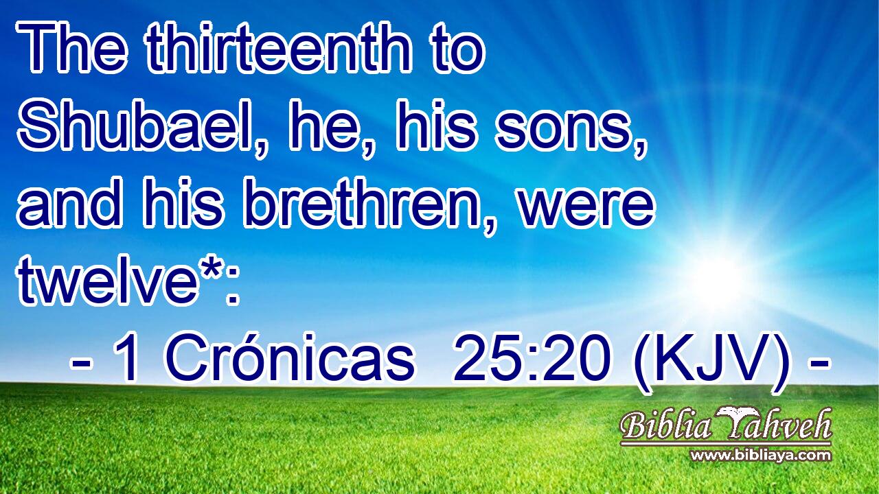 The thirteenth to Shubael, he, his sons, and his brethren, were twelve*: