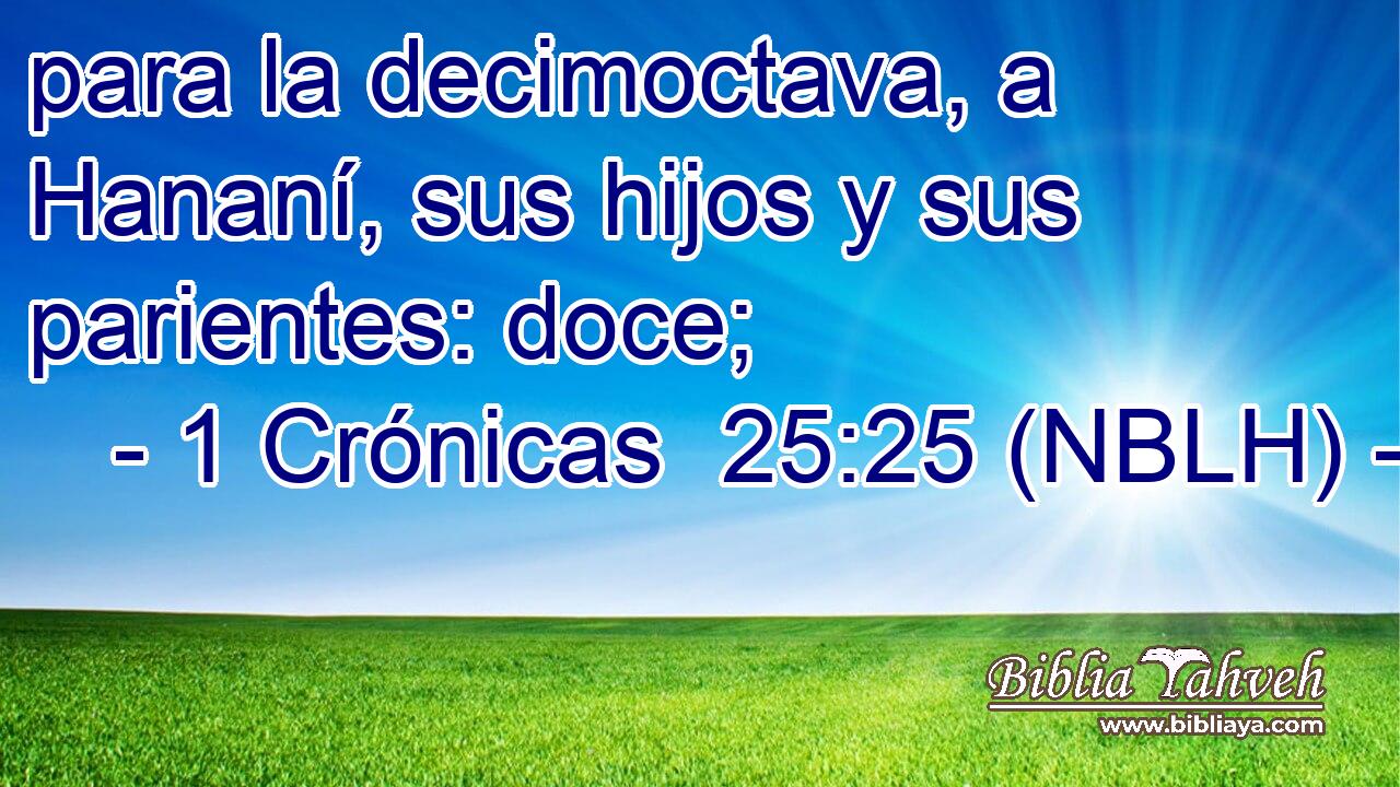  para la decimoctava, a Hananí, sus hijos y sus parientes: doce; 