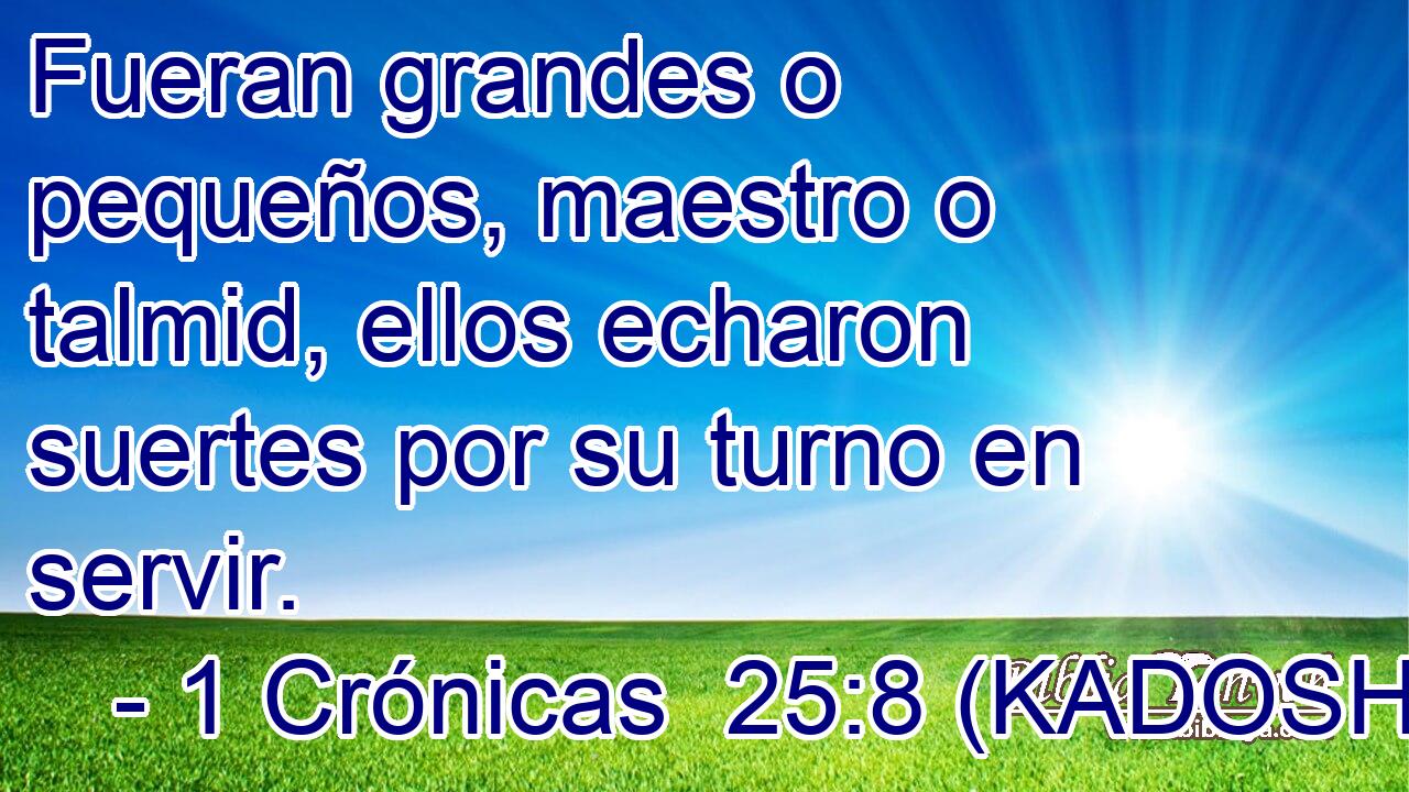  Fueran grandes o pequeños, maestro o talmid, ellos echaron suertes por su turno en servir. 