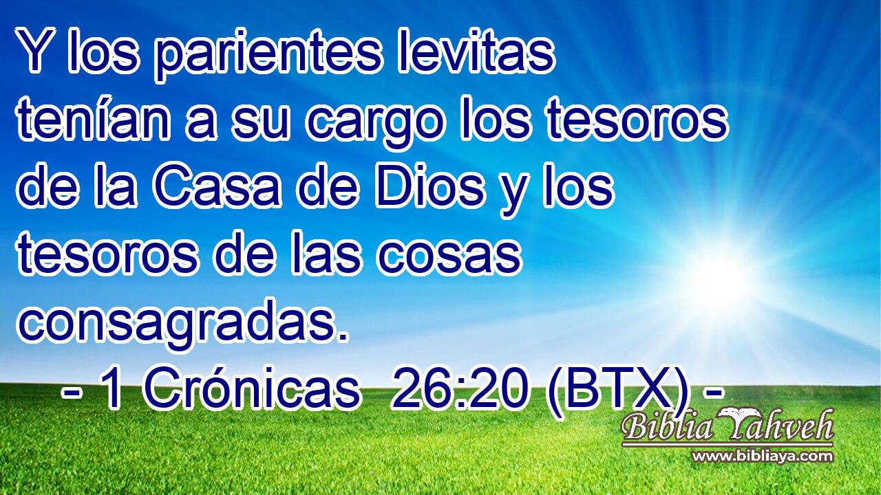 Y los parientes levitas tenían a su cargo los tesoros de la Casa de Dios y los tesoros de las cosas consagradas.
