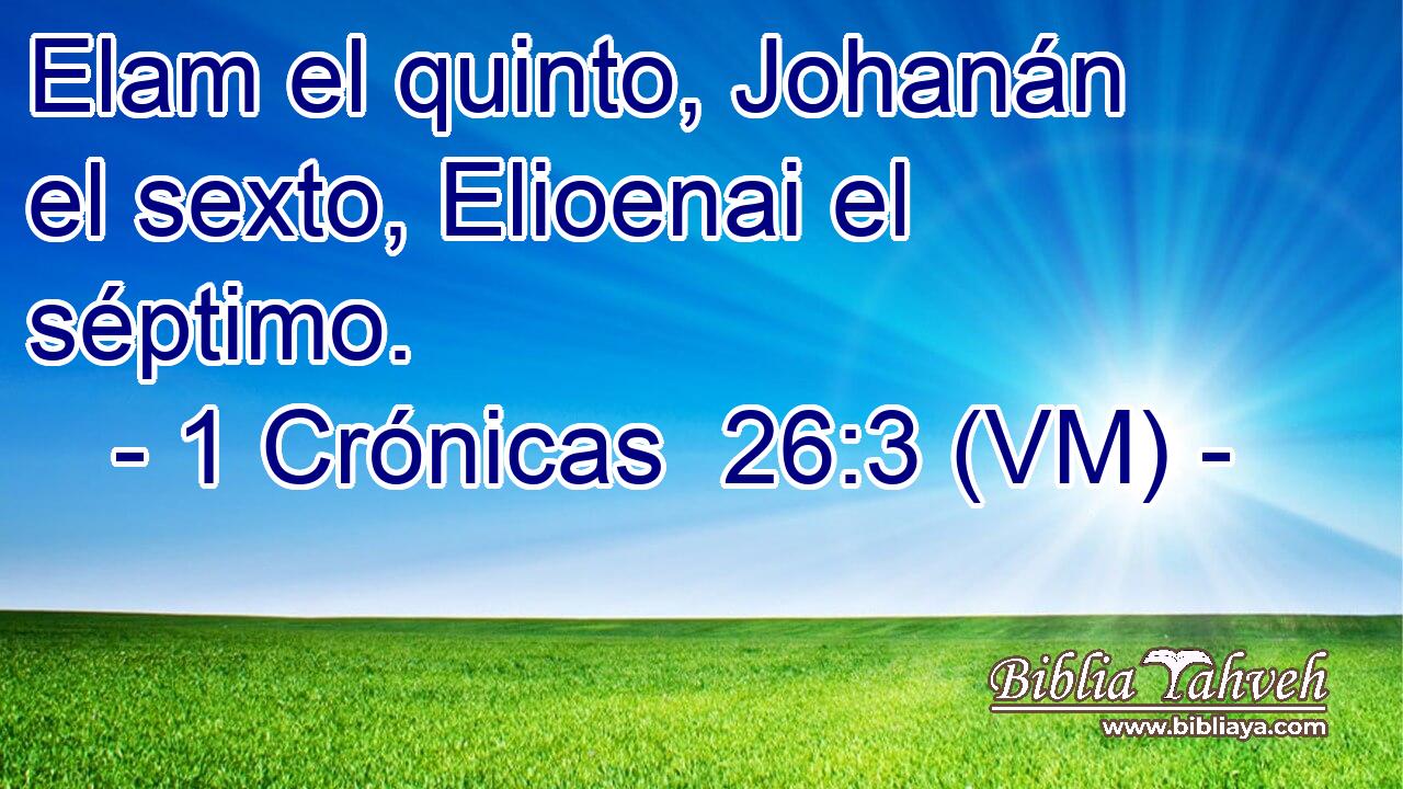  Elam el quinto, Johanán el sexto, Elioenai el séptimo. 