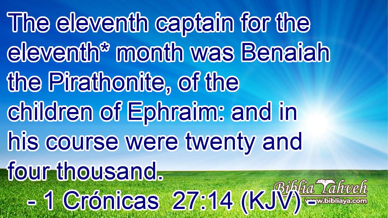 The eleventh captain for the eleventh* month was Benaiah the Pirathonite, of the children of Ephraim: and in his course were twenty and four thousand.