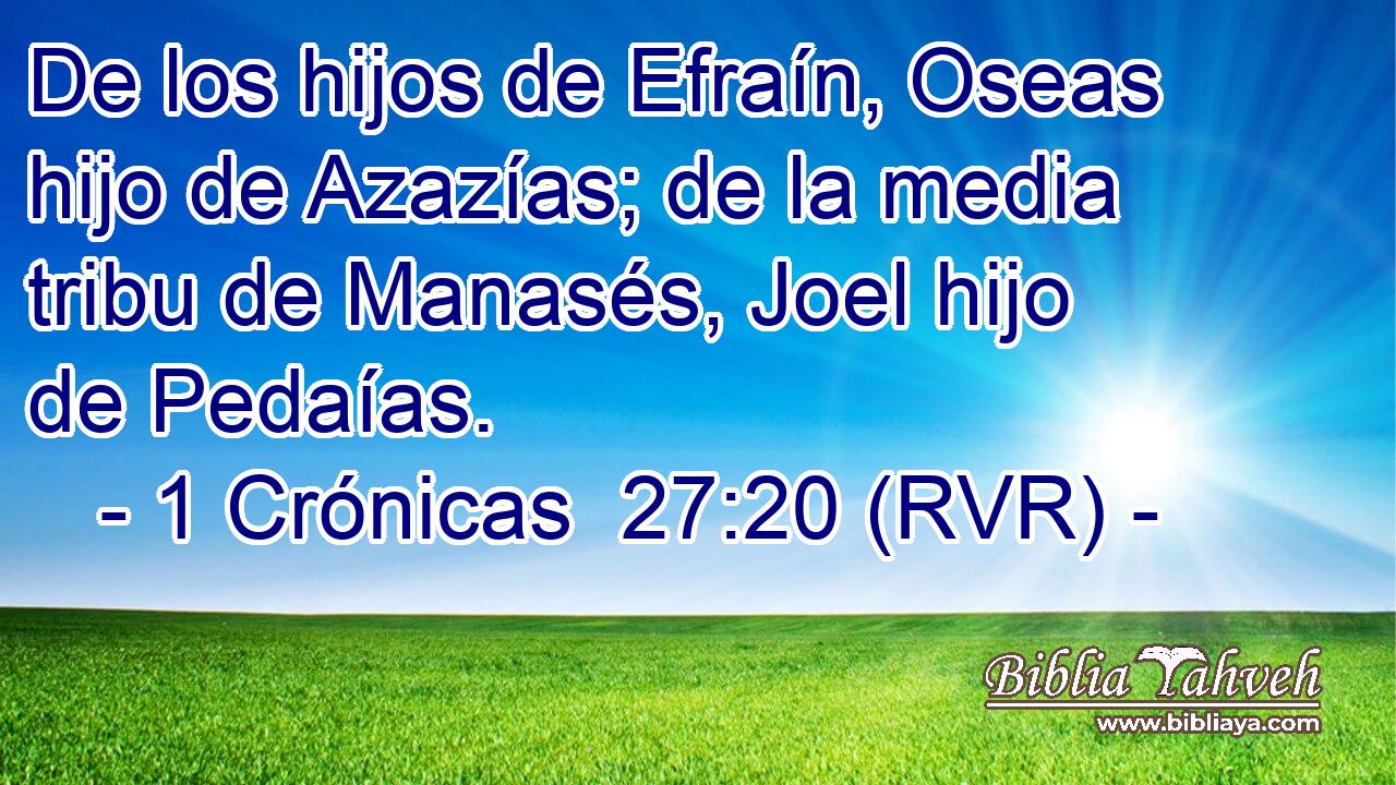 De los hijos de Efraín, Oseas hijo de Azazías; de la media tribu de Manasés, Joel hijo de Pedaías.