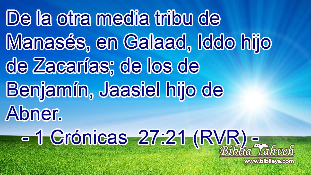 De la otra media tribu de Manasés, en Galaad, Iddo hijo de Zacarías; de los de Benjamín, Jaasiel hijo de Abner.