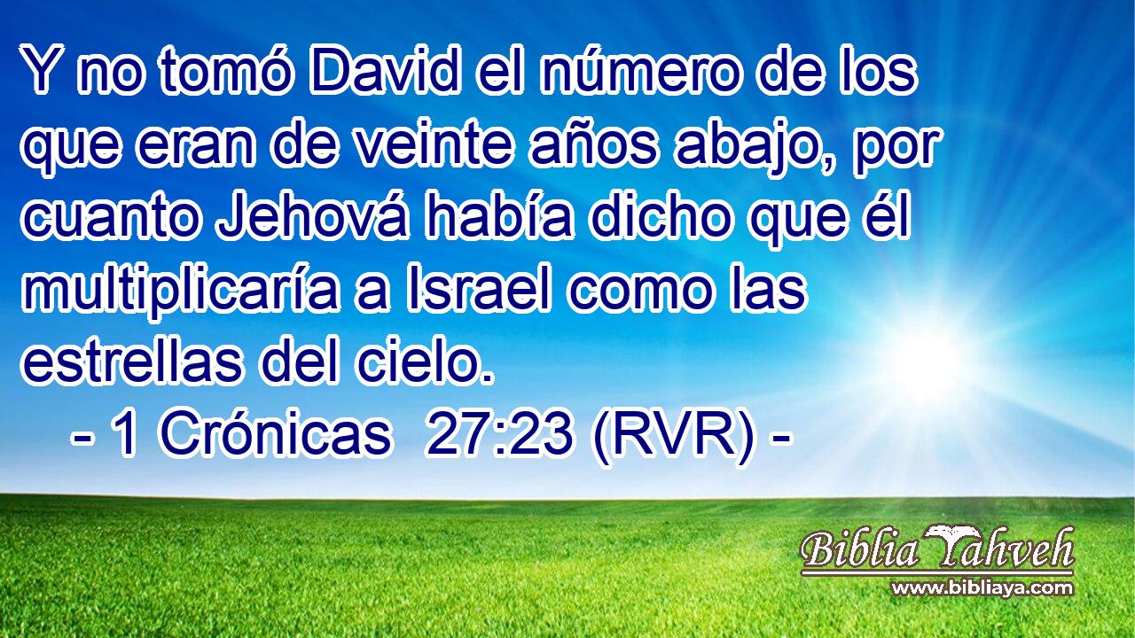 Y no tomó David el número de los que eran de veinte años abajo, por cuanto Jehová había dicho que él multiplicaría a Israel como las estrellas del cielo.